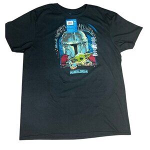 Star Wars Mandalorian T-Shirt Featuring Baby Yoda Graphic Funko Pop Black Tee L